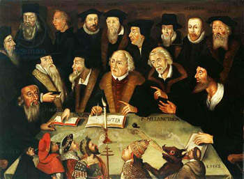 Painting of a circle of protestant reformers