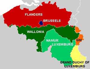 Belgian map by regions