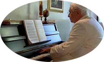 Pope Benedict playing piano