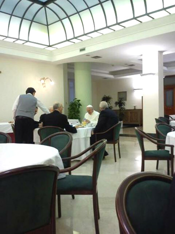 Francis dines at Santa Martha Inn