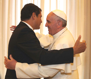 Pope Francis with Rafael Correa