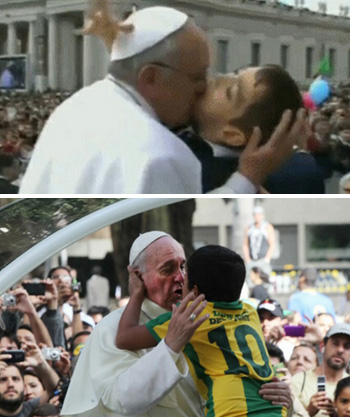 Pope Francis kissing boys in their mounth