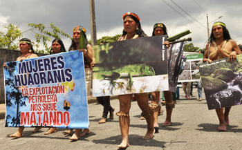 Ecuadorian Indians protest against oil extraction
