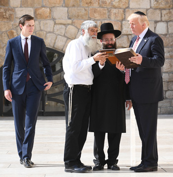 Trump speaking with rabbis at the Wailing Wall