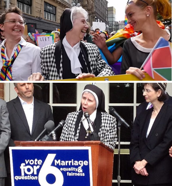 Sister Jeannine Gramick in a gay parade