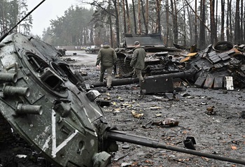 Destroyed Russian tank