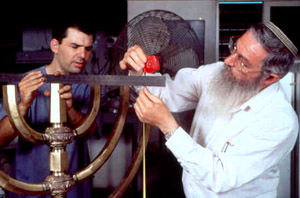 Rabbi Ariel Inspects Temple Menorah