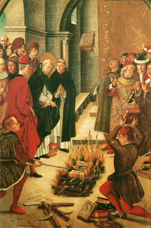 St. Dominic burning heretical works of the Albigensians