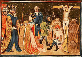 A medieval depiction of the hanging of Haman