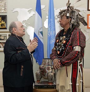 UN president Fr. d'Escoto promoting indigenous cultures