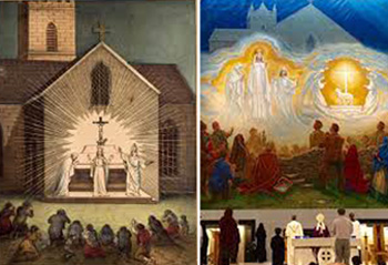 collage of incorrect depictions of the Knock apparition