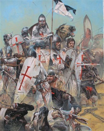 A picture of Crusaders fighting in battle