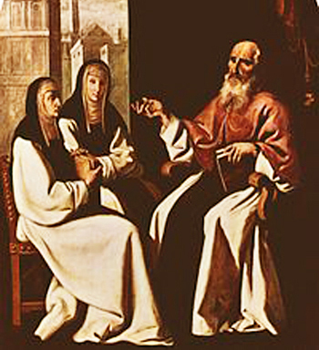 A painting of St Jerome instructing St. Paula nad St Eustachia