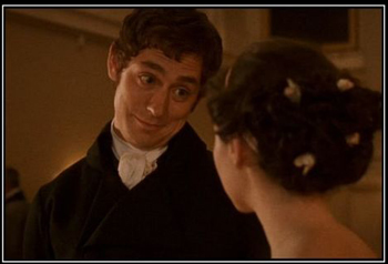 A man looking at a young woman in a Jane Austen film