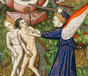 Medieval depiction of the Expulsion from Paradise