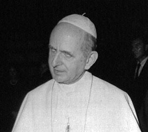 a black and white photograph of Pope Paul VI