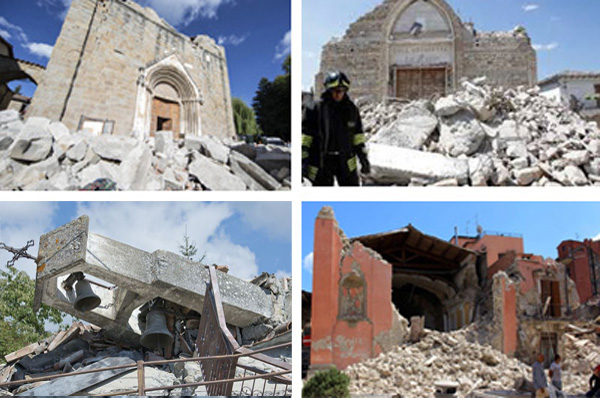 Churches destroyed by earthquake in Italy