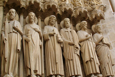 Statues of the Apostles St. Pal, St. James the Greater, St. Thomas, St. Philip, St. Jude, and St. Matthew