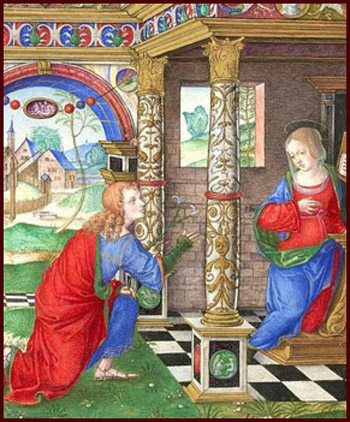 Medieval depiction of Our Lady in red