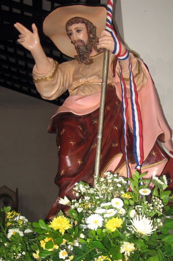 Statue of St Thomas prepared for procession in South America