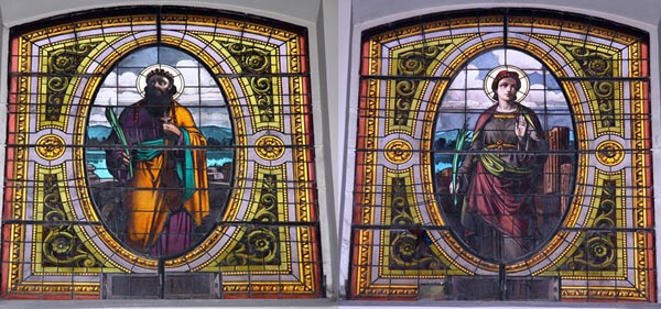 stained glass windows of st. Cyprian and st. Justina