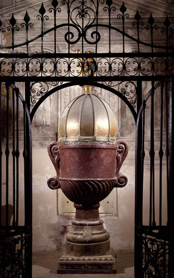 A 9th century Baptismal font at Amalfi Cathedral, Italy