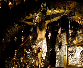 The icon of Christ at the site of Golgotha