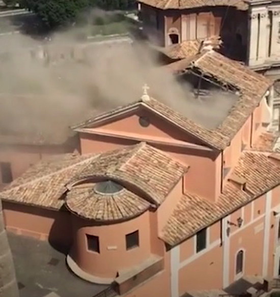 church roof collapses in rome