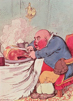 An English cartoon depicting a glutton