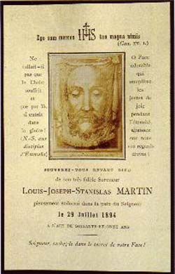 Holy Card in memory of Louis Martin