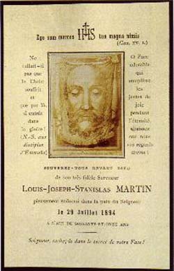 Holy Card in memory of Louis Martin