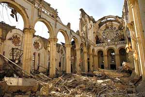 Cathedral interior of Our Lady, Port au Prince, after the earthquake