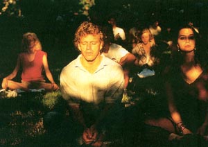 Students of Loyola University sitting in Buddhist meditating poses