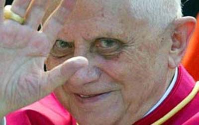 Ratzinger waving for the camera