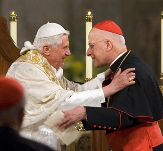 Benedict greeting Cardinal George