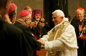 Benedict greeting Archbishop Pilcarczyk