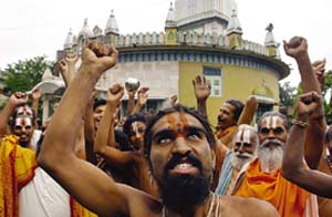 Angry Hindu protestors