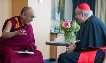 The Dalai Lama speaking with Cardinal Schonborn Vienna