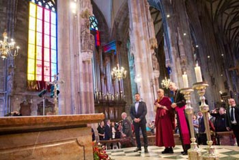 Schonborn and the Dalai Lama in St. Stephen's Cathedral