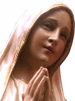 A weeping statue of Our Lady